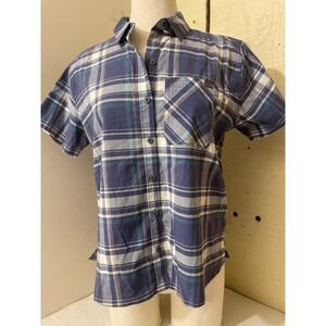 LL Bean Womens Size‎ XS Plaid Button Up Short Sleeve Casual Shirt, Collared Top